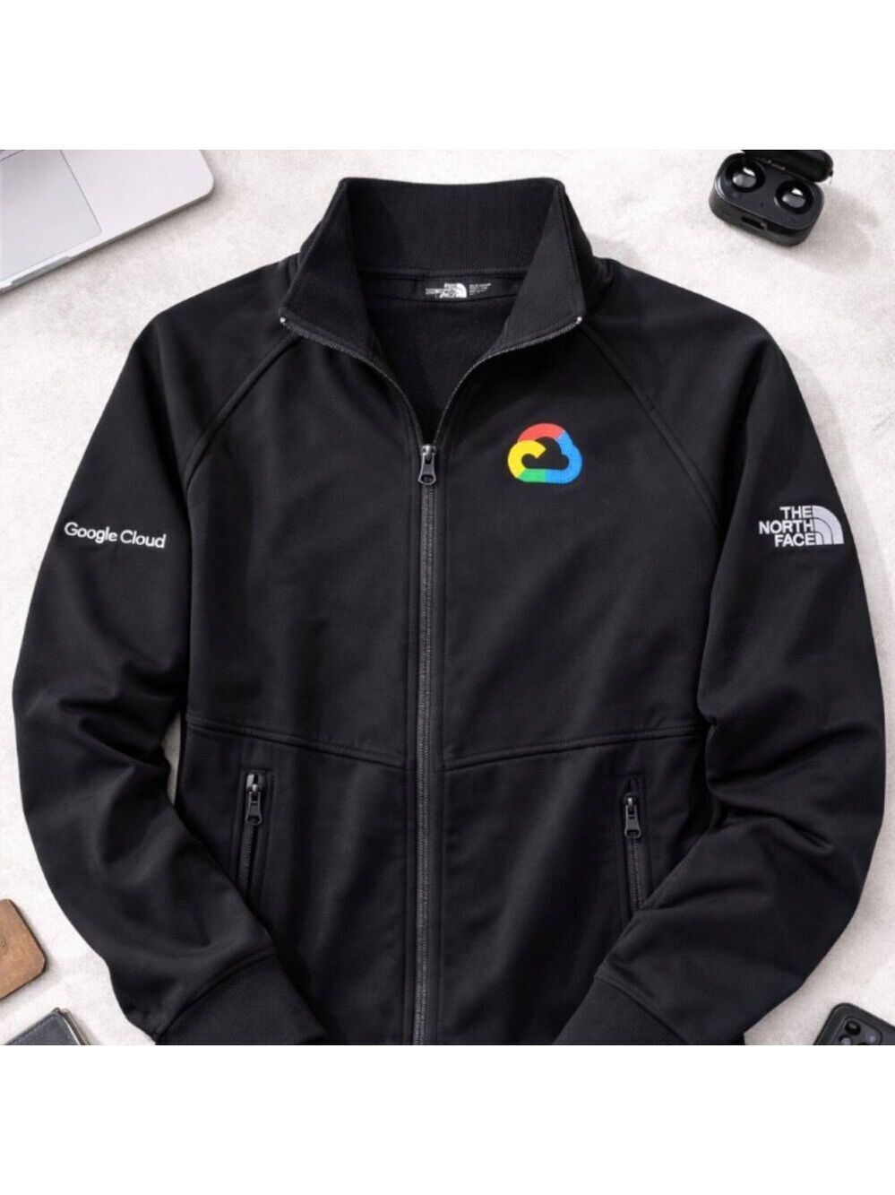 The North Face Google Cloud Logo Jacket Men’s M Black Full Zip Techwear